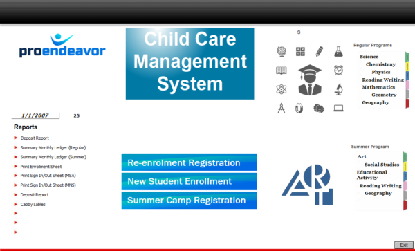 Child Care Management System Before and After-Care